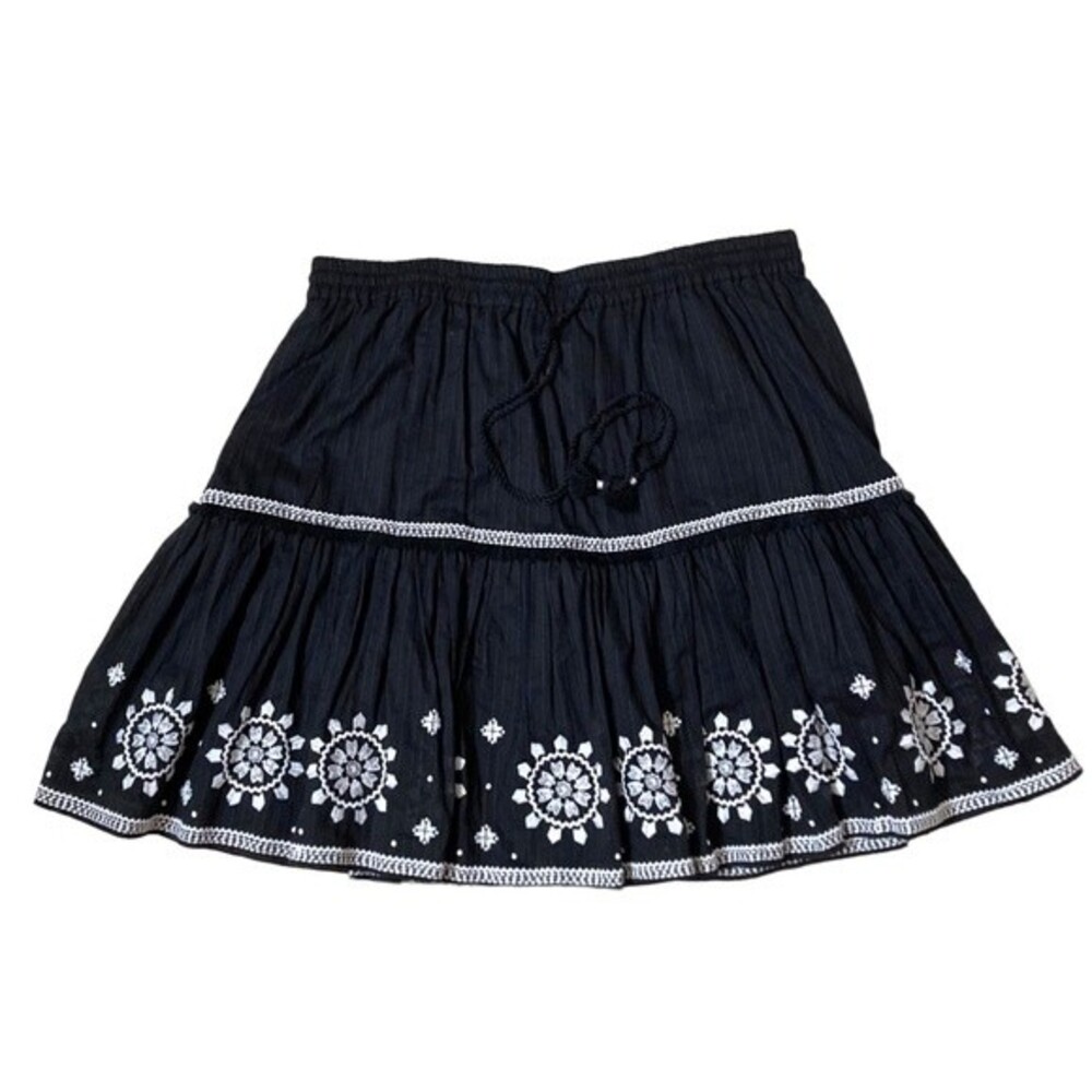 Kate Spade Black Mosaic Embroidered Skirt flowy boho cotton NWOT size XL